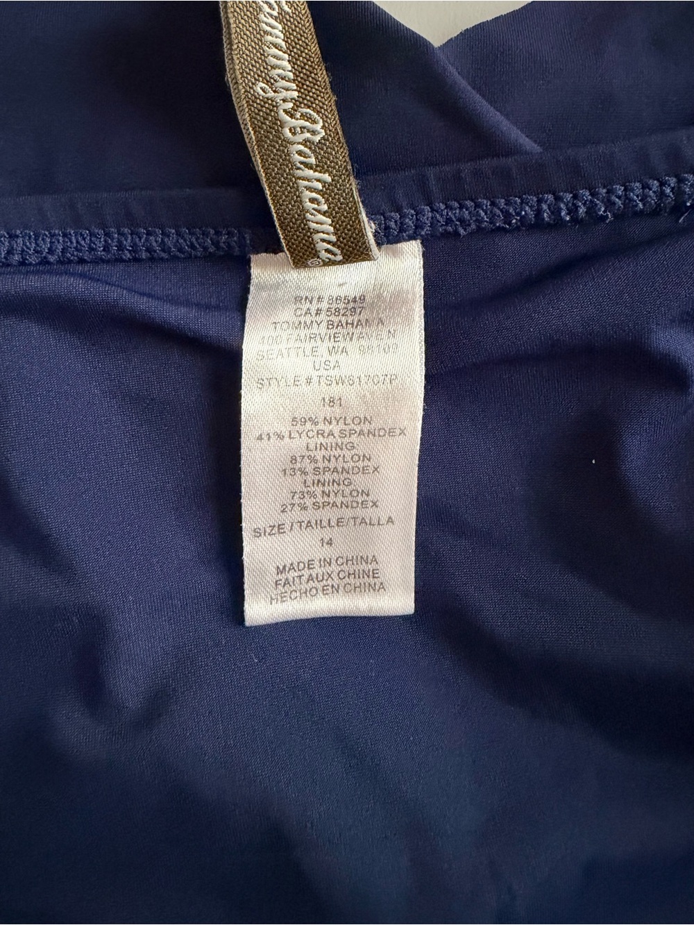Tommy Bahama Women Navy Blue One-Piece Tummy Control Beach Swimsuit Size 14 - Picture 9 of 9
